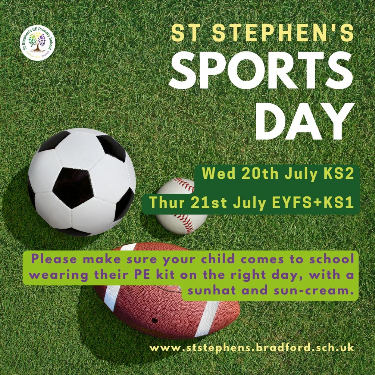 St Stephen’s CE (VA) Primary School Sports Day Reminder